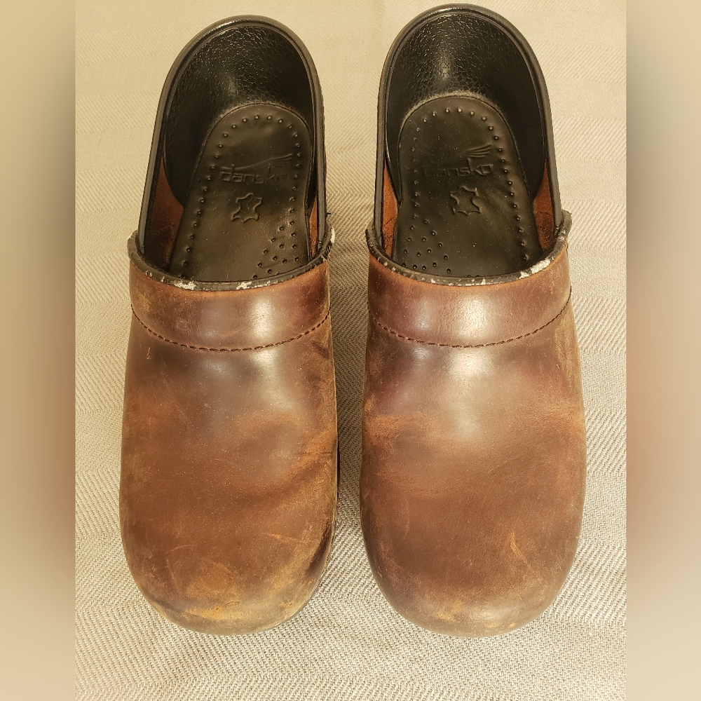 Dansko Brown Leather Classic Clogs, Size 38 (US 7.5-8)